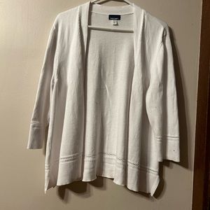 White cardigan with trim detail